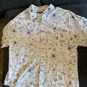Men’s 3XL White Floral Dress Shirt